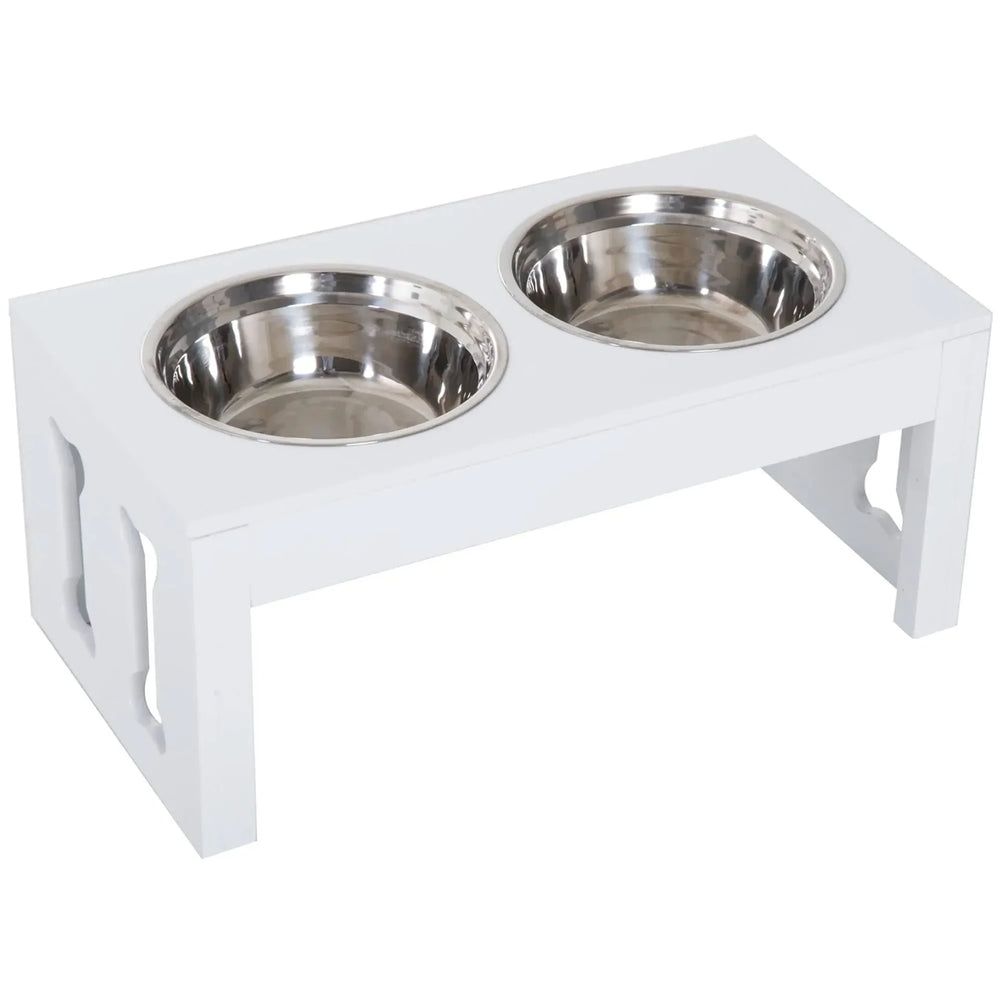 Elevated Dog Feeding Station Solid Wood & Double Bowls Heavy-Duty Media 1