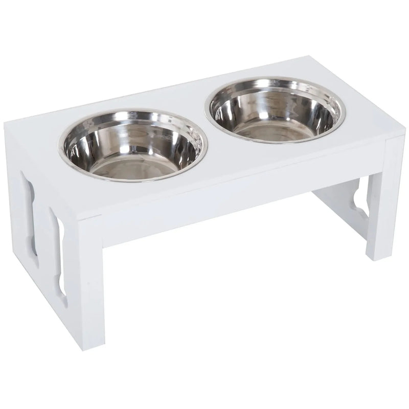 Elevated Dog Feeding Station Solid Wood & Double Bowls Heavy-Duty