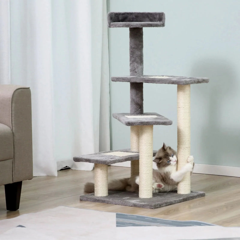 Cat Tree Particle Board 5 Level Revolving Stair Cat Scratcher Grey