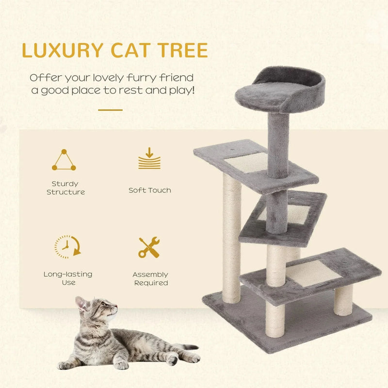 Cat Tree Particle Board 5 Level Revolving Stair Cat Scratcher Grey