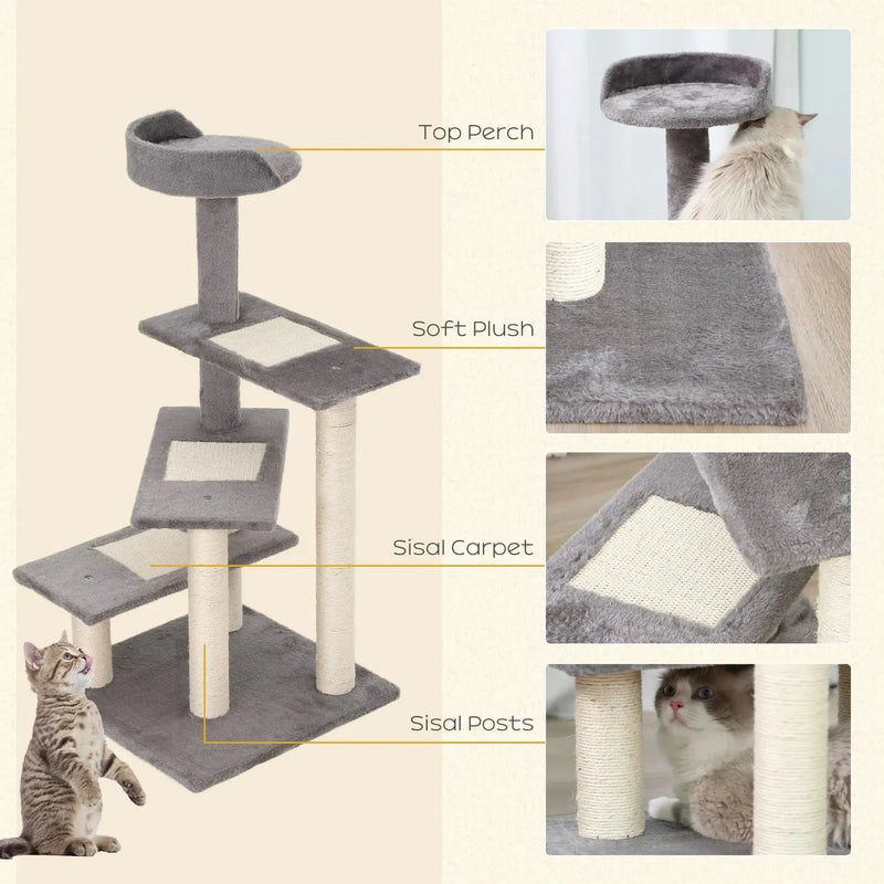 Cat Tree Particle Board 5 Level Revolving Stair Cat Scratcher Grey