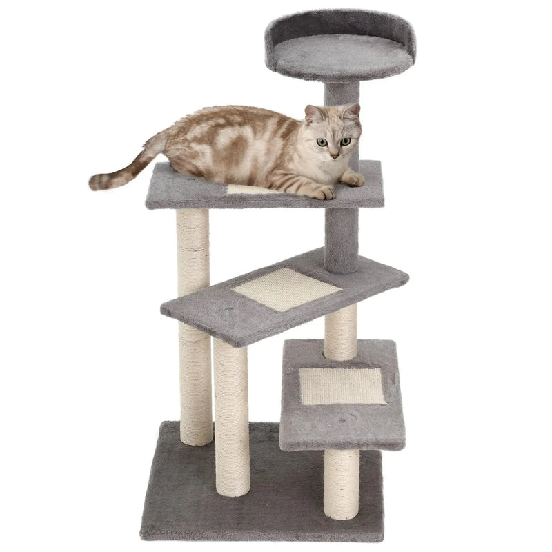 Cat Tree Particle Board 5 Level Revolving Stair Cat Scratcher Grey