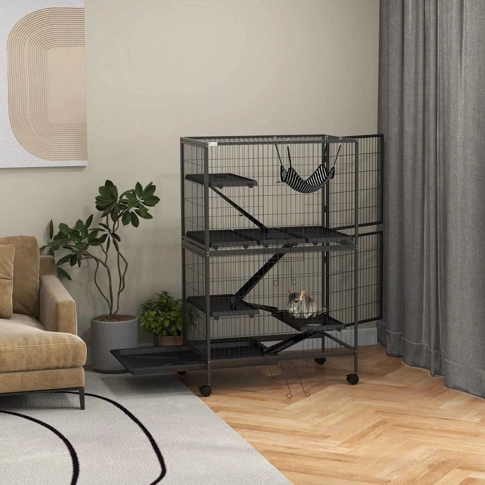 Small Animal Cage Heavy Duty Steel Wire With 4 Doors Removable Tray Hammock Media 9