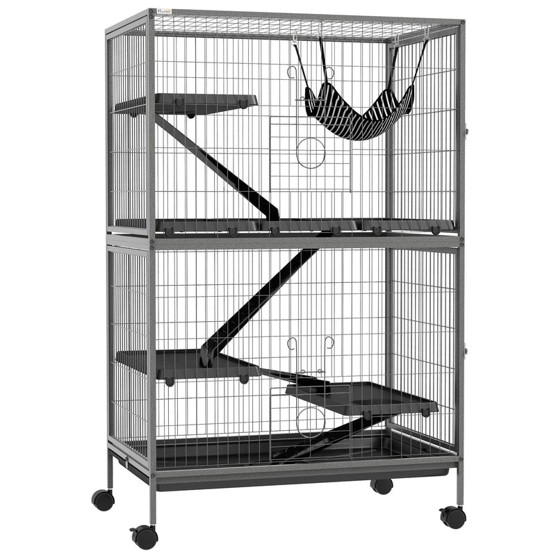 Small Animal Cage Heavy Duty Steel Wire With 4 Doors Removable Tray Hammock