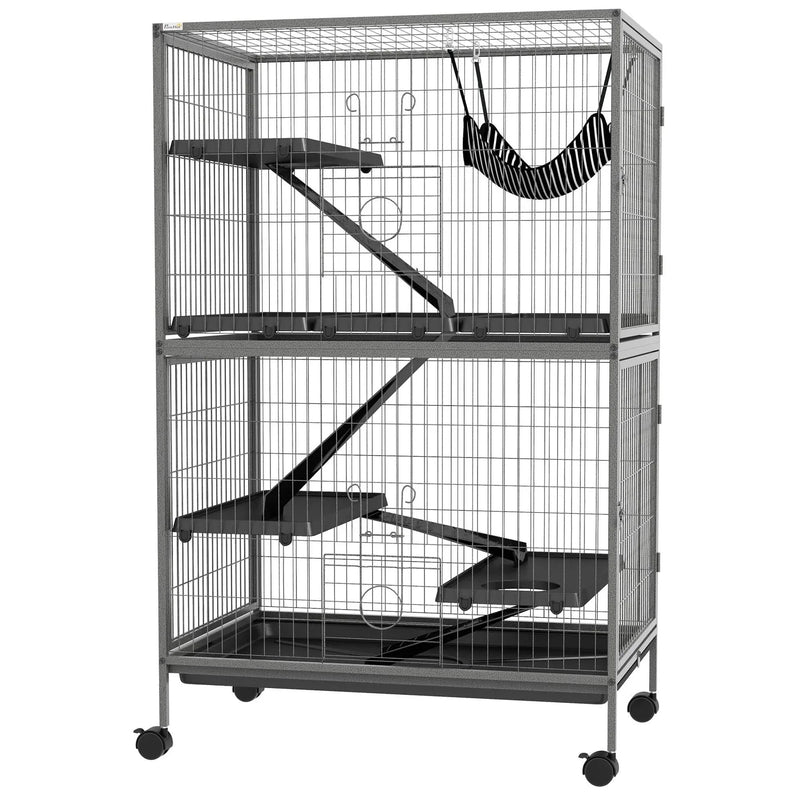 Small Animal Cage Heavy Duty Steel Wire With 4 Doors Removable Tray Hammock