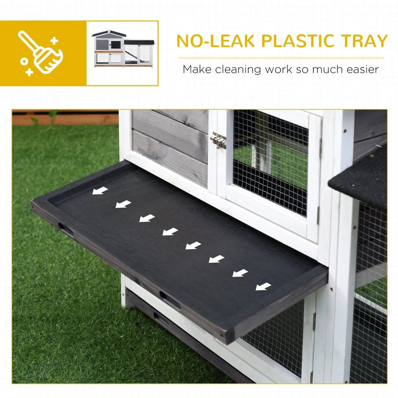 Rabbit Hutch Wooden Run Area Enclosure With Removable Tray & Ramp