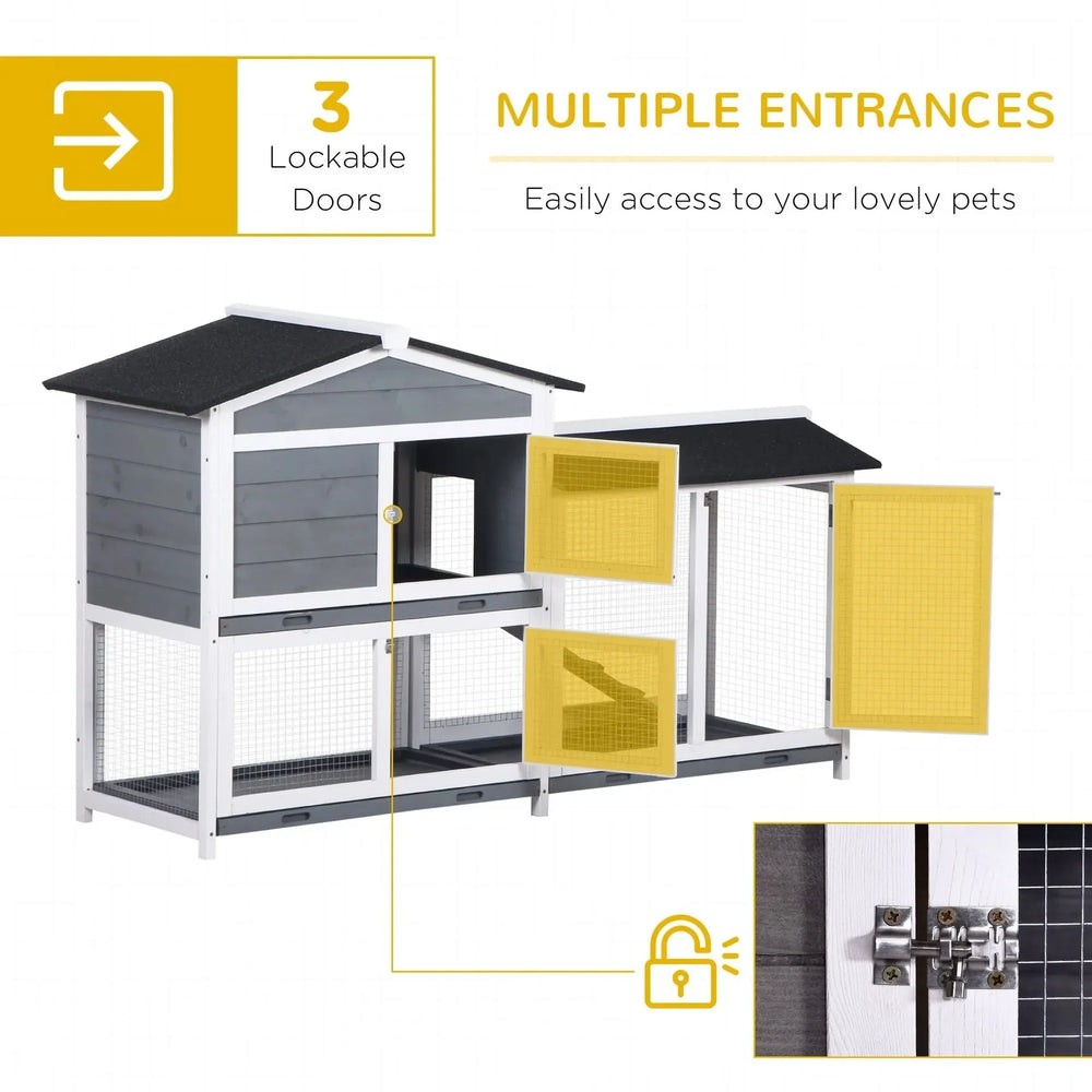 Rabbit Hutch Wooden Run Area Enclosure With Removable Tray & Ramp Media 6