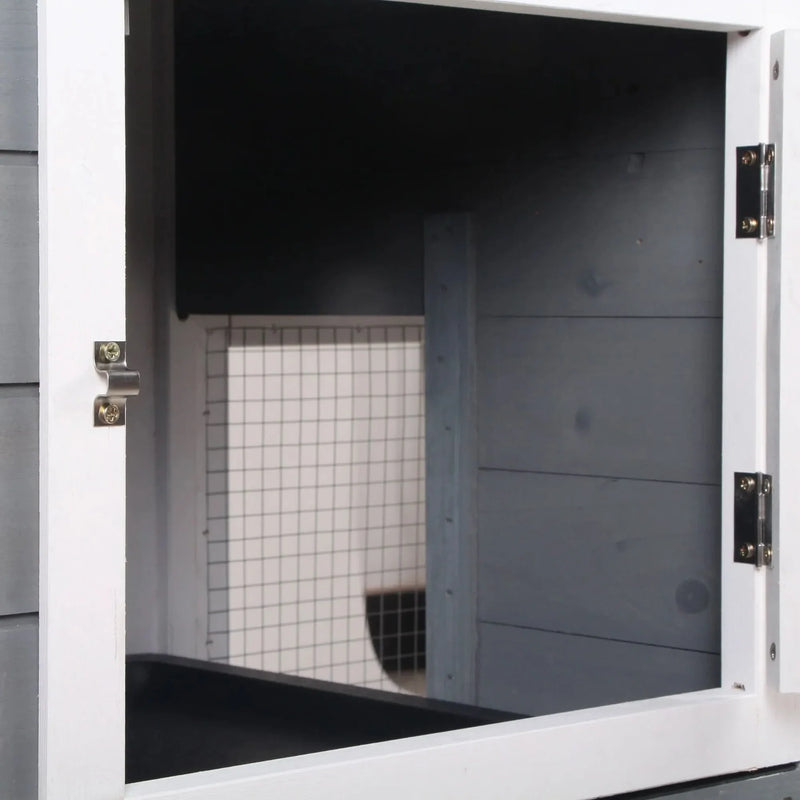 Rabbit Hutch Wooden Run Area Enclosure With Removable Tray & Ramp