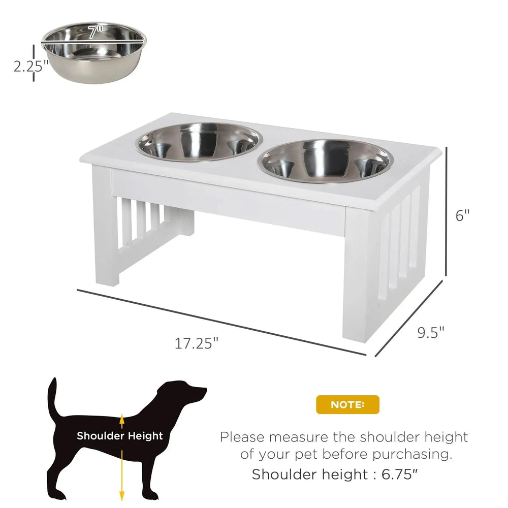 Elevated Dog Feeding Station Stainless Steel Bowls Modern Wooden Frame Media 3