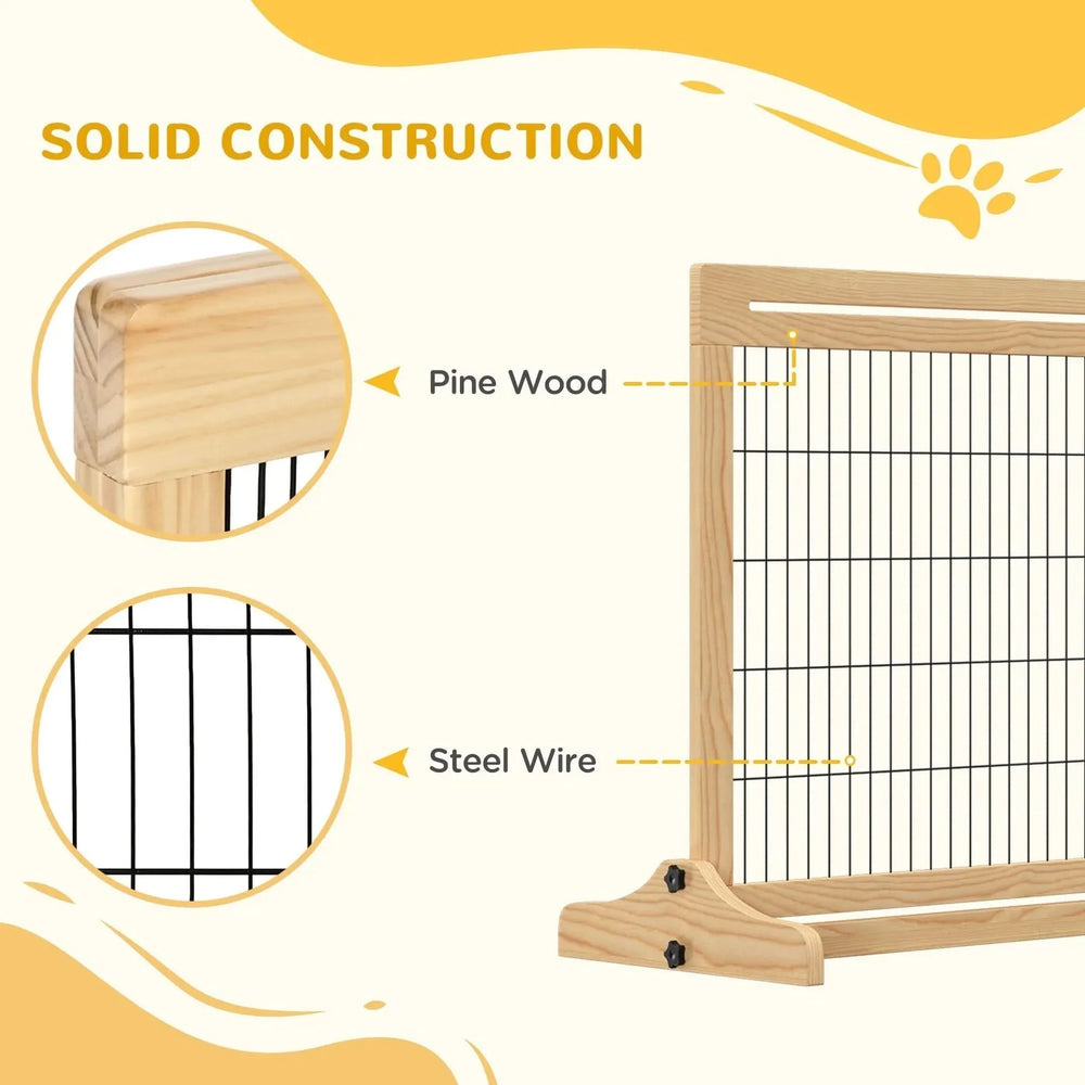 Pet Gate Wood Freestanding Adjustable Length Barrier For Doorways Media 6
