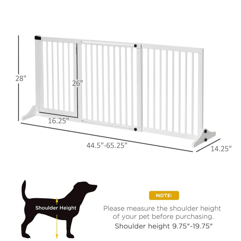 Wooden Pet Gate Adjustable 3 Panel Freestanding Dog Fence For Doorway