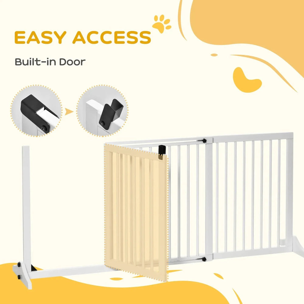 Wooden Pet Gate Adjustable 3 Panel Freestanding Dog Fence For Doorway Media 6