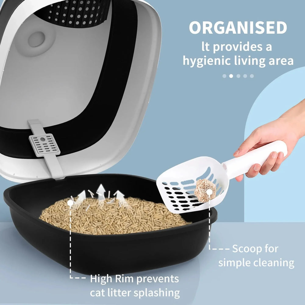 Cat Litter Box ABS Plastic With Lid Foldable Air Freshener Two Way Entrance Media 4