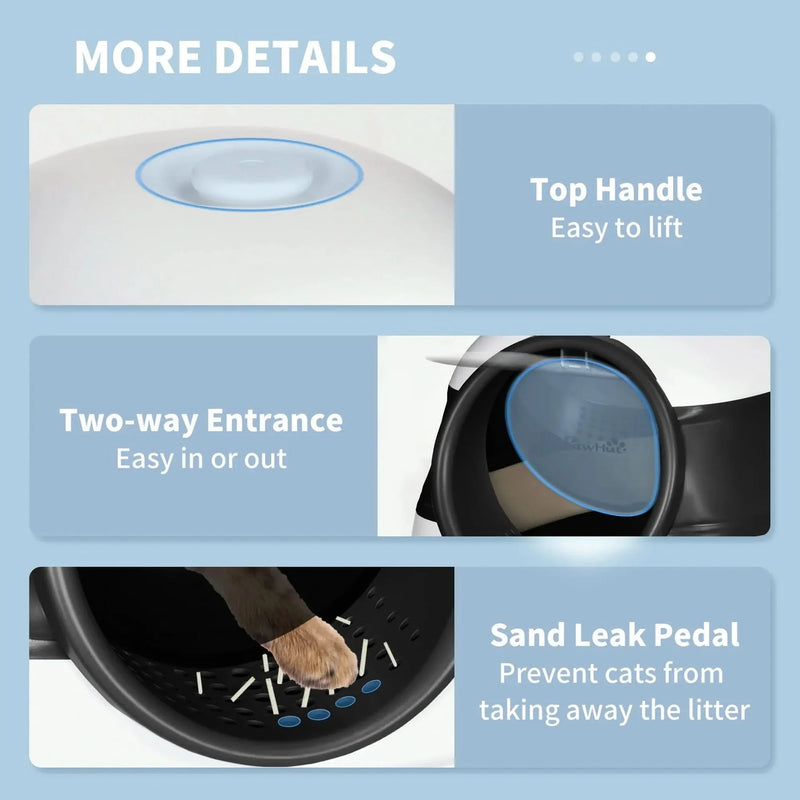 Cat Litter Box ABS Plastic With Lid Foldable Air Freshener Two Way Entrance