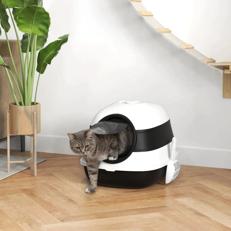 Cat Litter Box ABS Plastic With Lid Foldable Air Freshener Two Way Entrance