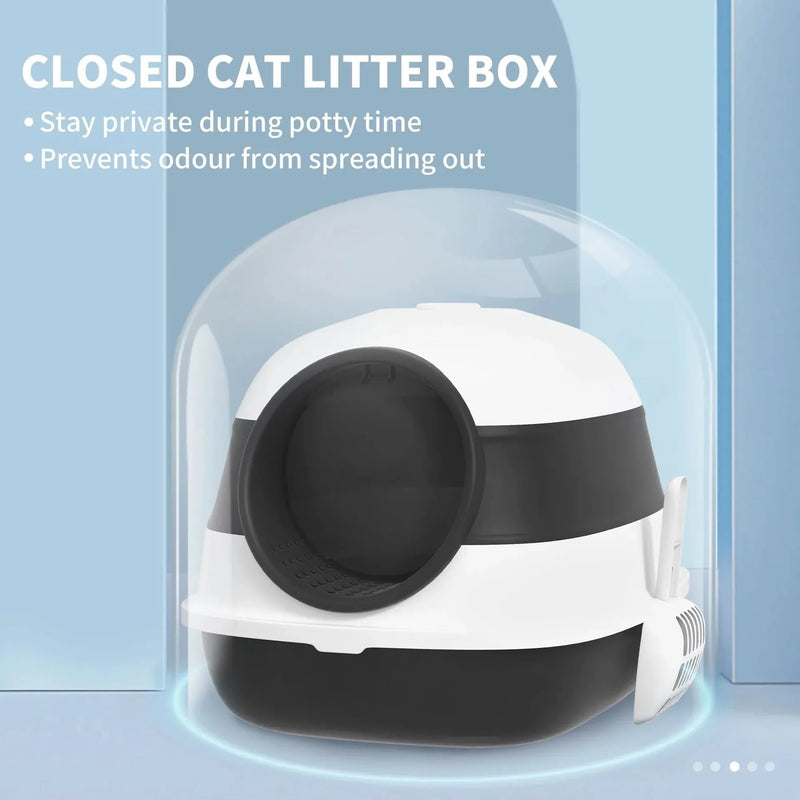 Cat Litter Box ABS Plastic With Lid Foldable Air Freshener Two Way Entrance