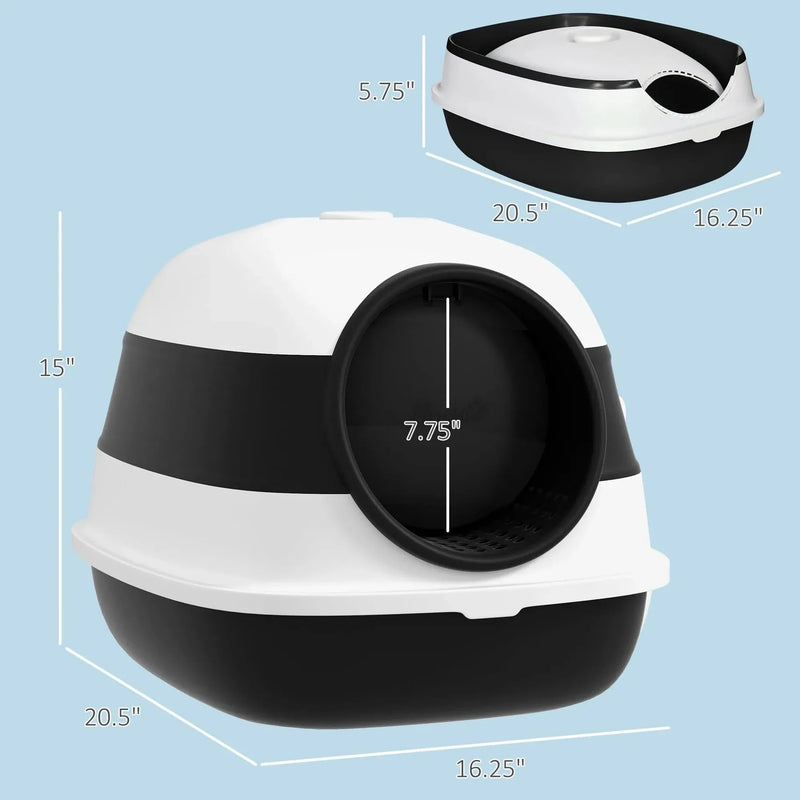 Cat Litter Box ABS Plastic With Lid Foldable Air Freshener Two Way Entrance