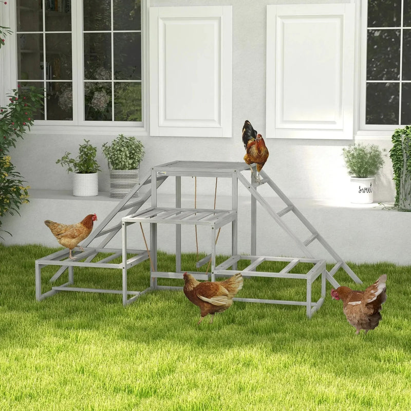 Chicken Swing Set Cedar Wood Multi-Level For Coop & Run With Perches