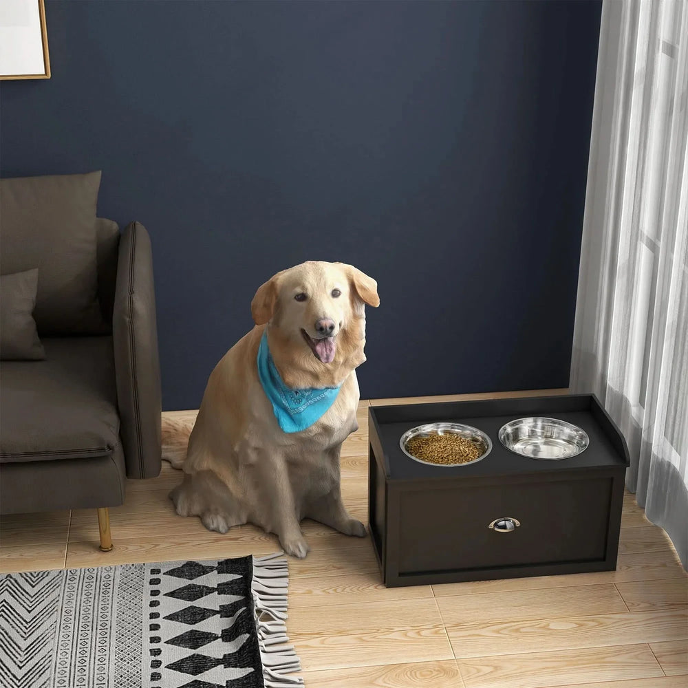 Dog Feeding Station Stainless Steel Bowls With Storage Drawer For Large Dogs Media 10
