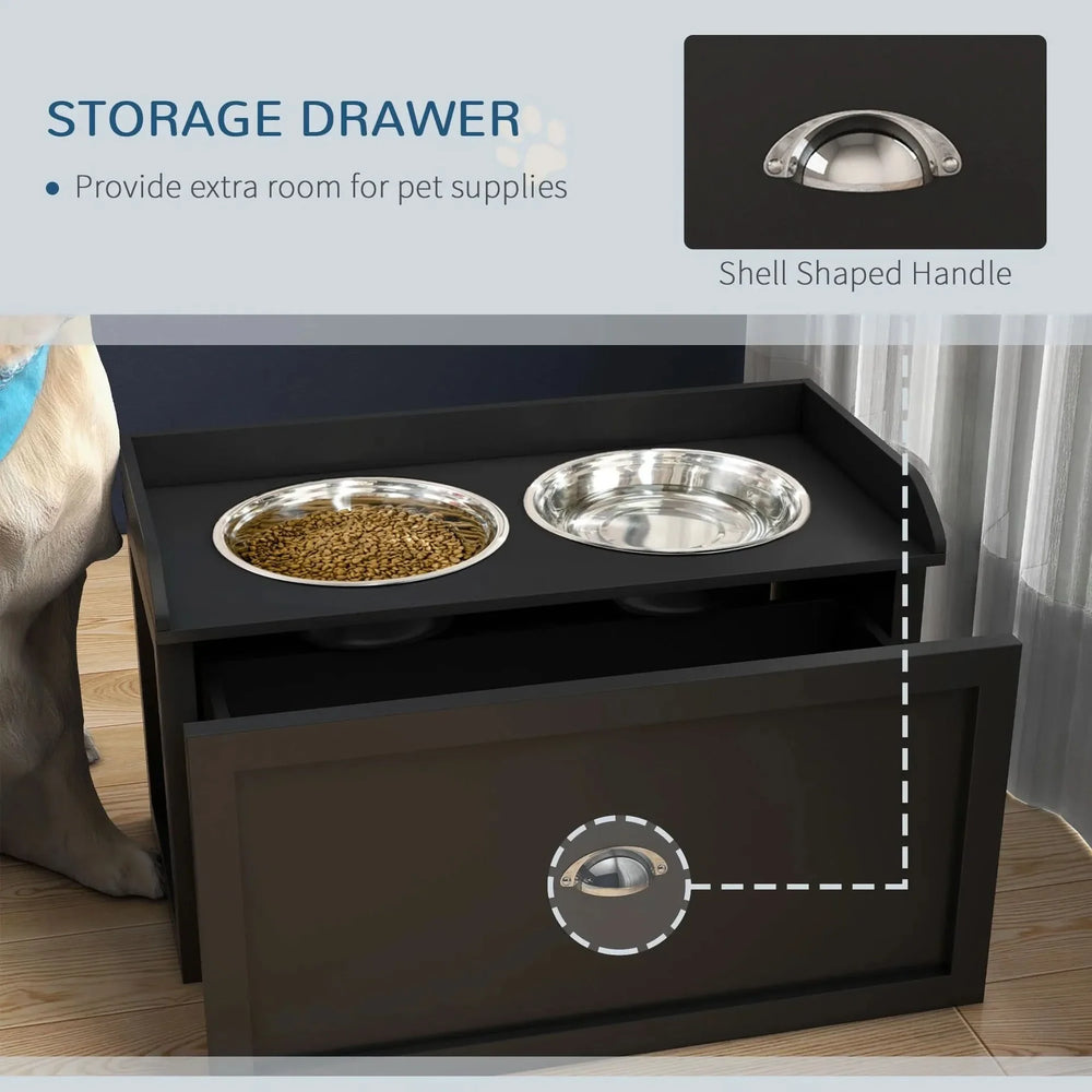 Dog Feeding Station Stainless Steel Bowls With Storage Drawer For Large Dogs Media 4