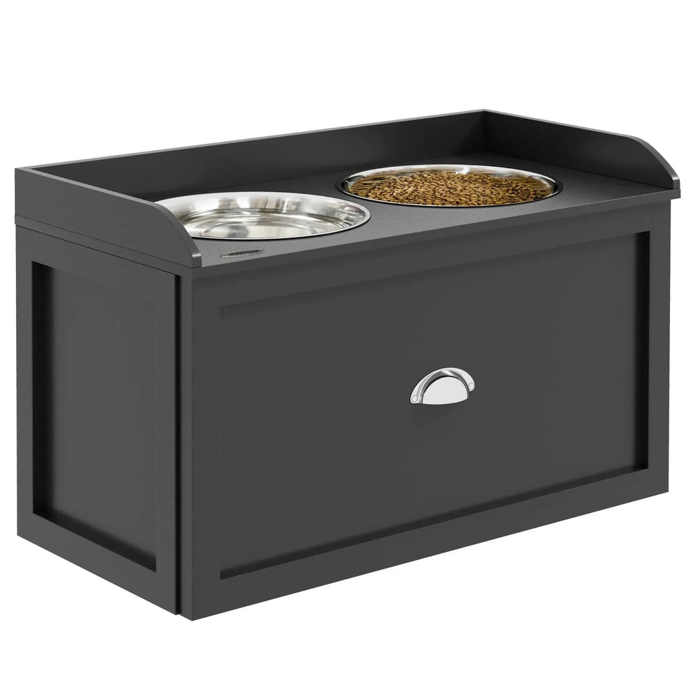 Dog Feeding Station Stainless Steel Bowls With Storage Drawer For Large Dogs Media 1
