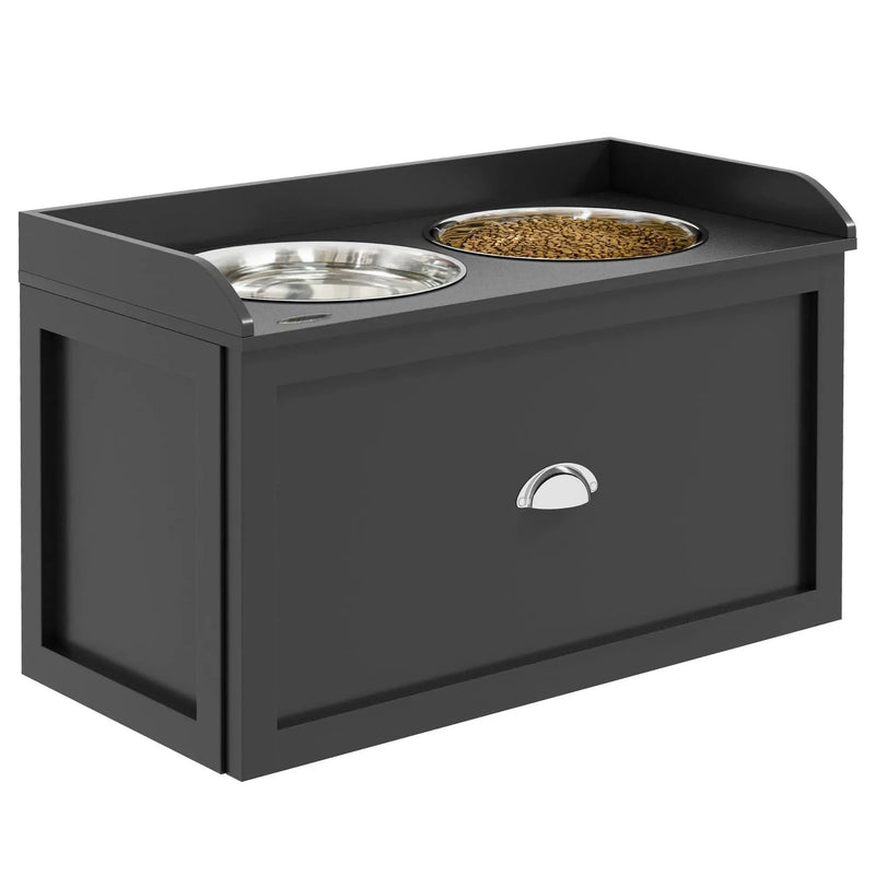 Dog Feeding Station Stainless Steel Bowls With Storage Drawer For Large Dogs