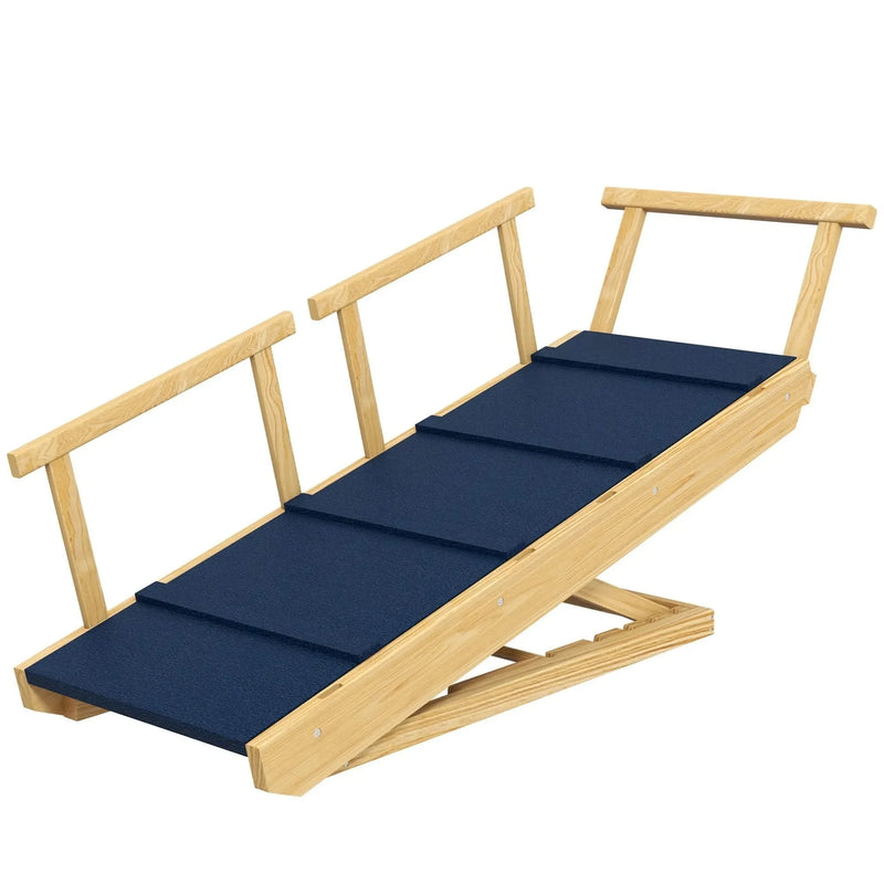 Dog Ramp Wooden Adjustable 4 Height Foldable Non-slip Mat For Beds & Sofas