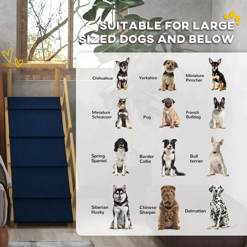 Dog Ramp Wooden Adjustable 4 Height Foldable Non-slip Mat For Beds & Sofas