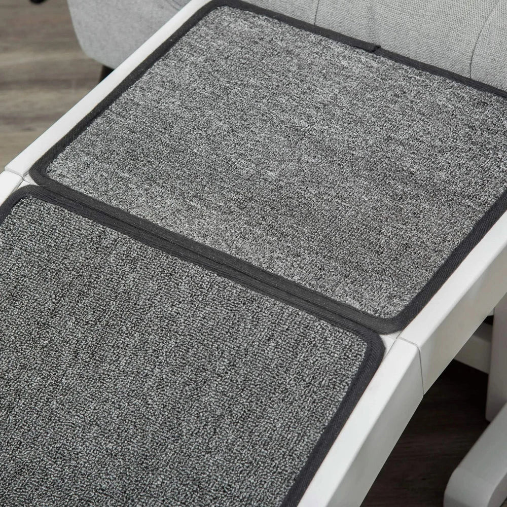 Dog Ramp For Bed Non-Slip Carpet Top Platform White Wood Construction For Pets Media 7