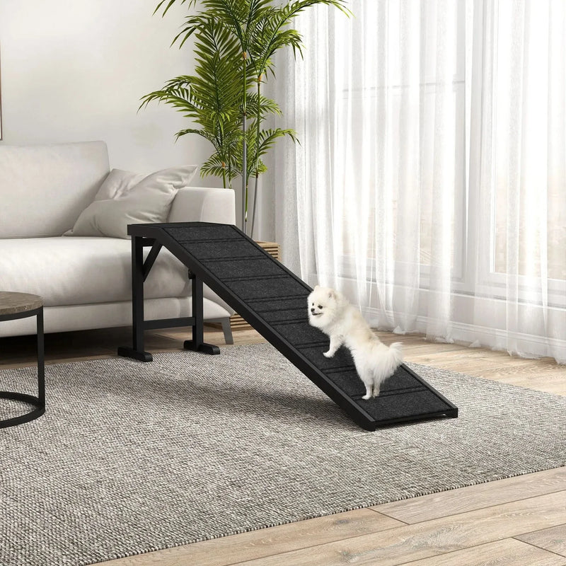 Dog Ramp For Bed Pine Wood Non Slip Carpet Sturdy Low Slope Design