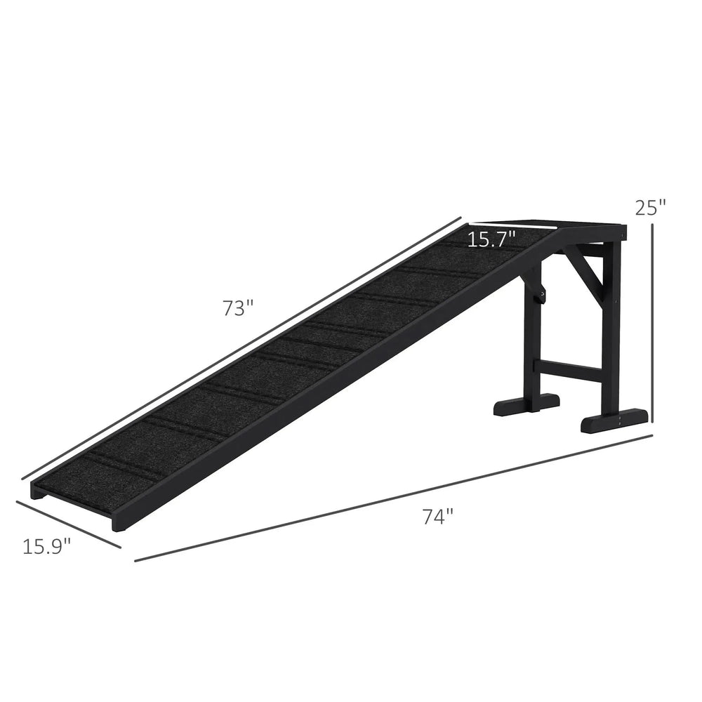 Dog Ramp For Bed Pine Wood Non Slip Carpet Sturdy Low Slope Design Media 4