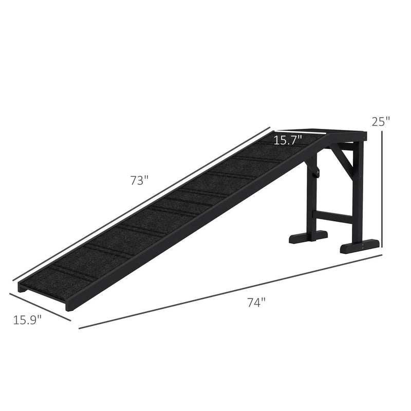Dog Ramp For Bed Pine Wood Non Slip Carpet Sturdy Low Slope Design