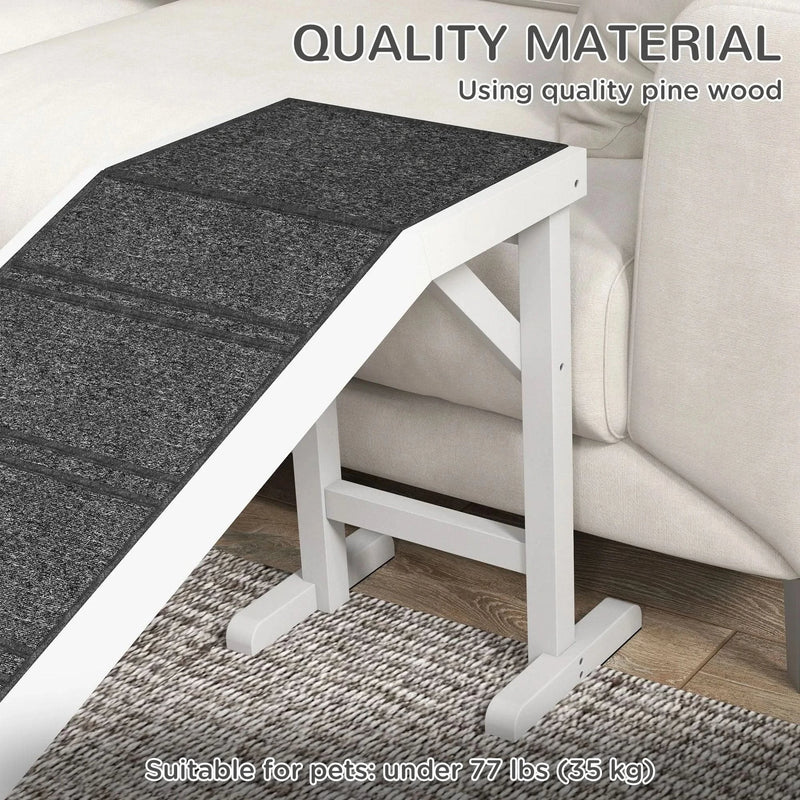 Dog Ramp For Beds Solid Wooden Frame Top Platform With Non Slip Carpet