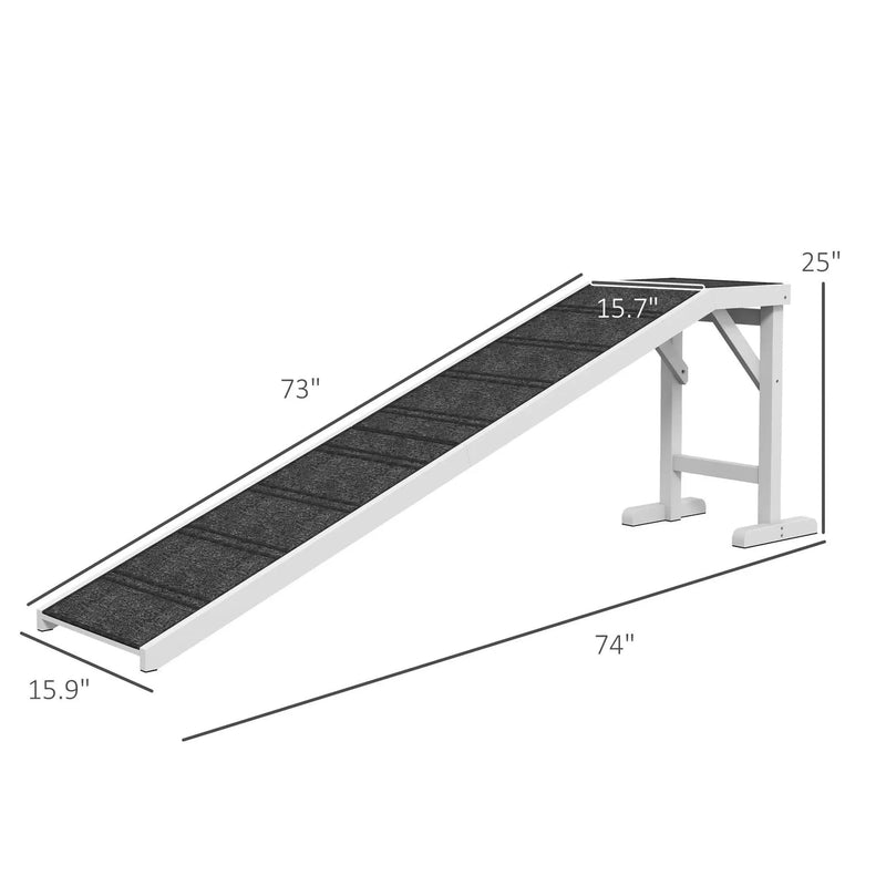 Dog Ramp For Beds Solid Wooden Frame Top Platform With Non Slip Carpet
