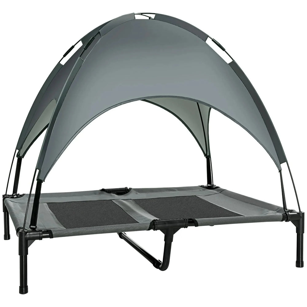 Elevated Dog Bed Metal Frame Canopy Shade Cot 36 Inch Gray Outdoor Media 1