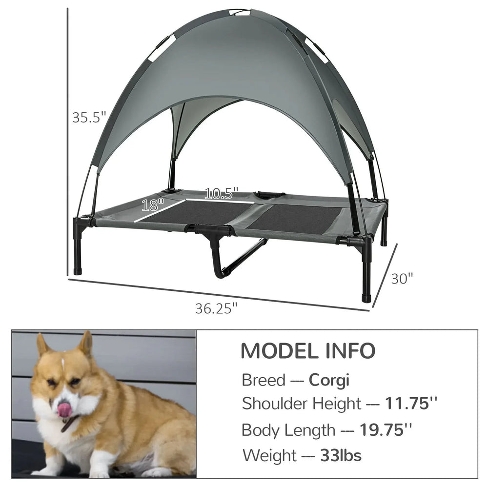 Elevated Dog Bed Metal Frame Canopy Shade Cot 36 Inch Gray Outdoor Media 3