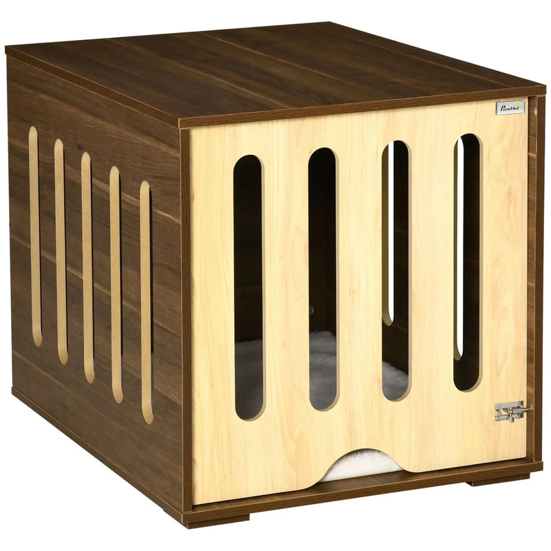 Dog Crate End Table Wooden Removable Door Panel Foam Cushion Small & Medium Dogs