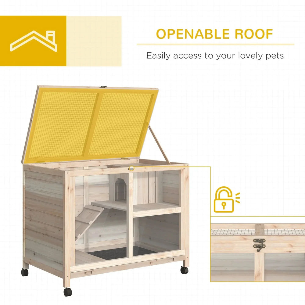Indoor Rabbit Hutch Wood Waterproof Desk Sized For Small Pets Home Use Wheels Media 5