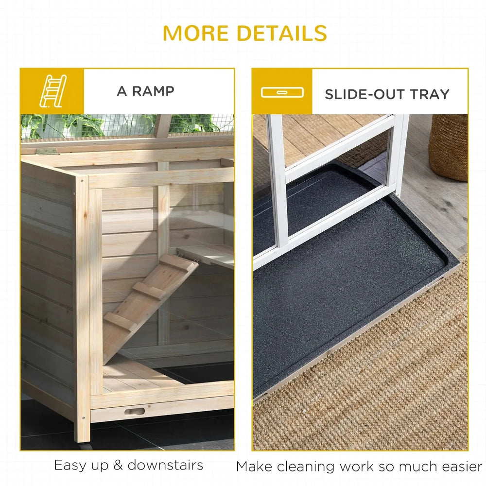 Indoor Rabbit Hutch Wood Waterproof Desk Sized For Small Pets Home Use Wheels Media 4