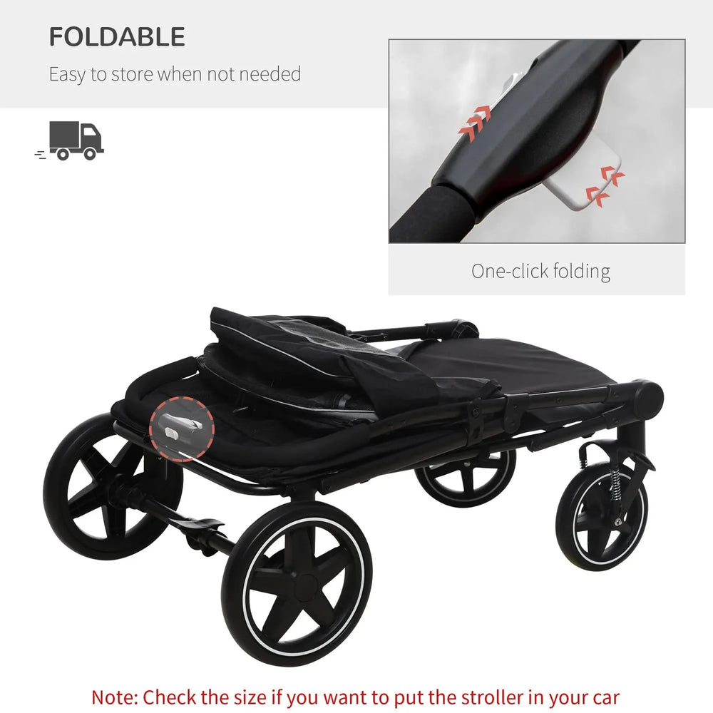 Dog Stroller For Large Dogs Foldable Steel Frame & Storage Mesh Window Media 5