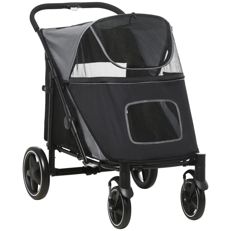 Dog Stroller For Large Dogs Foldable Steel Frame & Storage Mesh Window
