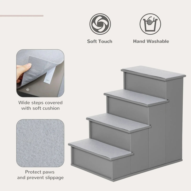 Pet Stairs Cushioned Removable Cover For Small Pets Up To 22 Lbs Capacity