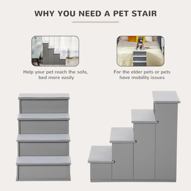 Pet Stairs Cushioned Removable Cover For Small Pets Up To 22 Lbs Capacity
