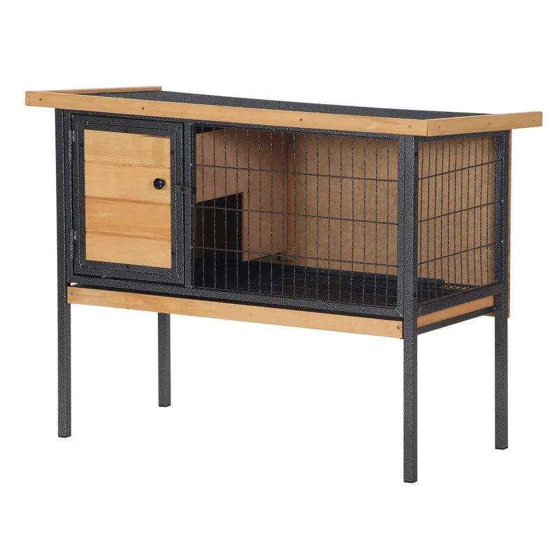 Rabbit Hutch Wood Elevated Raised Outdoor Habitat With Open Roof Access