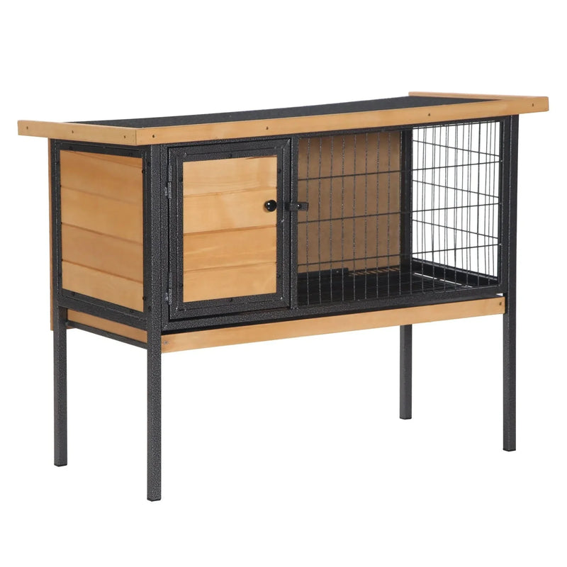 Rabbit Hutch Wood Elevated Raised Outdoor Habitat With Open Roof Access