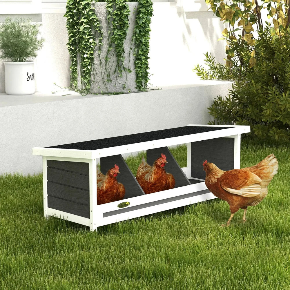 Chicken Nesting Box Wood Outdoor 3 Hole Laying Egg Box Asphalt Roof Media 2