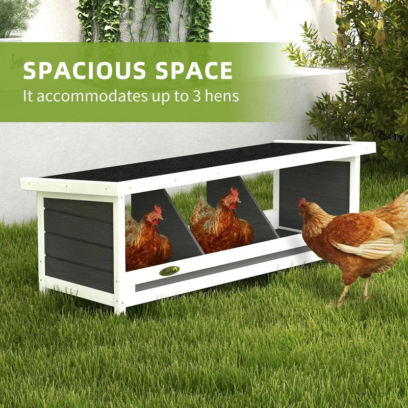 Chicken Nesting Box Wood Outdoor 3 Hole Laying Egg Box Asphalt Roof