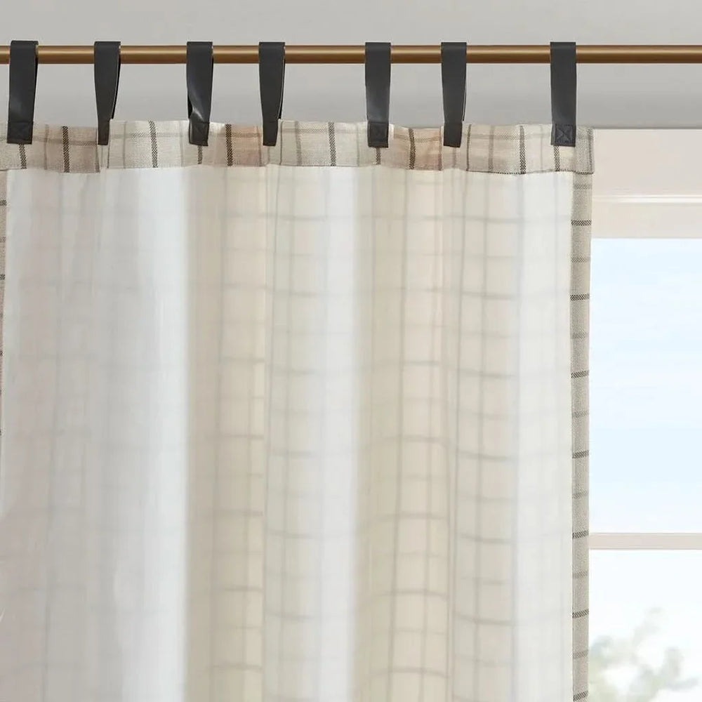 Curtain Panel Cotton Plaid Fleece Lined Tab Top Window Decor Living Room Media 13