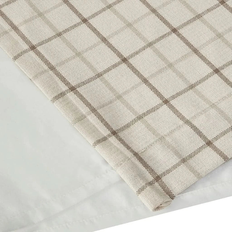 Curtain Panel Cotton Plaid Fleece Lined Tab Top Window Decor Living Room