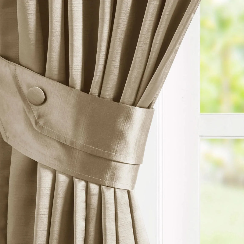 Pleat Curtain Panel Polyester Champagne With Tieback 52x84 Single